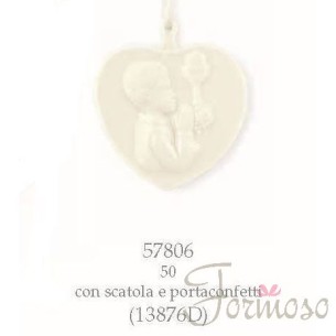 Cuore bimbo calice porcellana 5 Cm bomboniera comunione art 57806