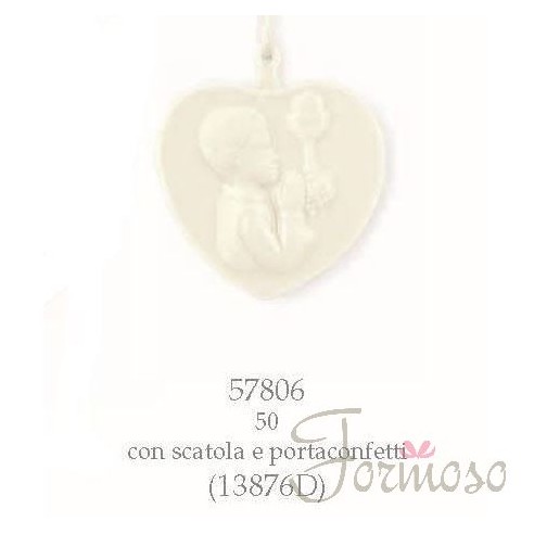 Cuore bimbo calice porcellana 5 Cm bomboniera comunione art 57806