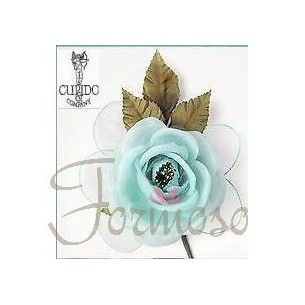 Fiori rosa 5 racchette portaconf. Acquamarina decorazione set 12 pz art 57977