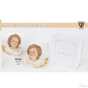 Set 2 Angelo da appendere in ceramica misura 9 cm con scatola art. 02766