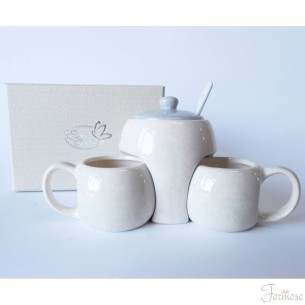 Set zuccheriera e tazzine caffè ceramica Grigio bomboniera 20 x 10 cm art 02820