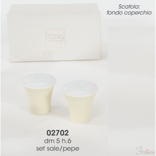 Set sale e pepe elegante in porcellana Avorio e bianco 50x60 mm  art 02702