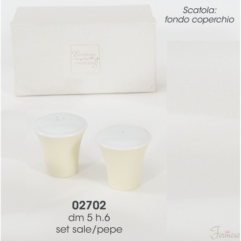 Set sale e pepe elegante in porcellana Avorio e bianco 50x60 mm  art 02702