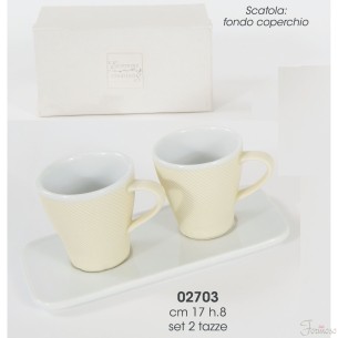 Set tazze da caffe elegante in porcellana Avorio e bianco 170x60 mm  art 02703