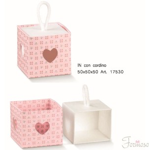 Scatola Confetti inseto cuore Bloom Rosa 50x50x50 mm Set 20pz art 17530