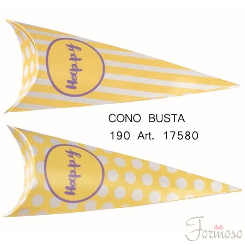 Scatola Confetti modello cono busta Giallo h 19 cm Set 10 pz art 17580