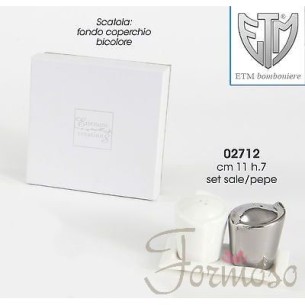 Set sale pepe porcellana bianca-silver scatola regalo bomboniera art 02712