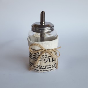 Dosa Zucchero in vetro con sacchetto e scatola bomboniera 15 cm art 08434