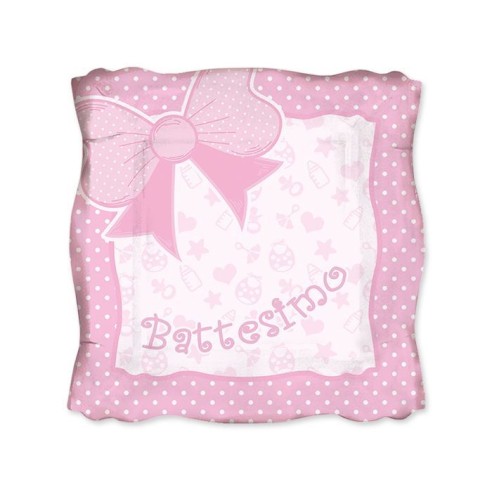 Piatti Baby Bimba Rosa 33 x 33 cm festa Battesimo 8 pz Art 61906