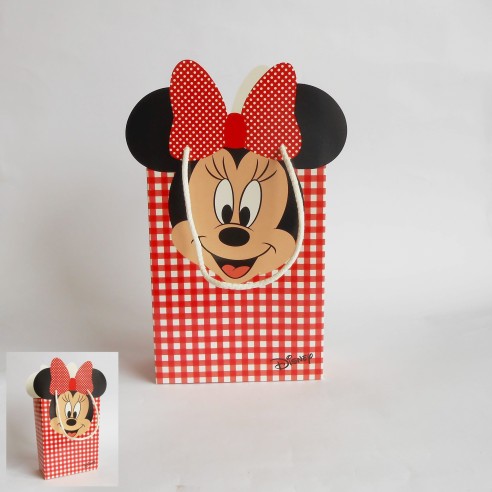 Bomboniera Scatola Shoppers Busta Minnie Disney Rosso set 10 pz art 68026