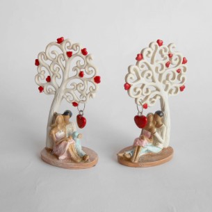 Bomboniera Coppia innamorati albero della vita resina wedding set 2 pz art 049706