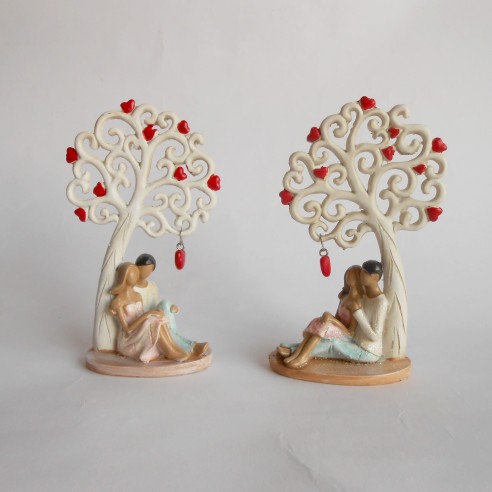 Bomboniera Coppia innamorati albero della vita resina wedding set 2 pz art 049707