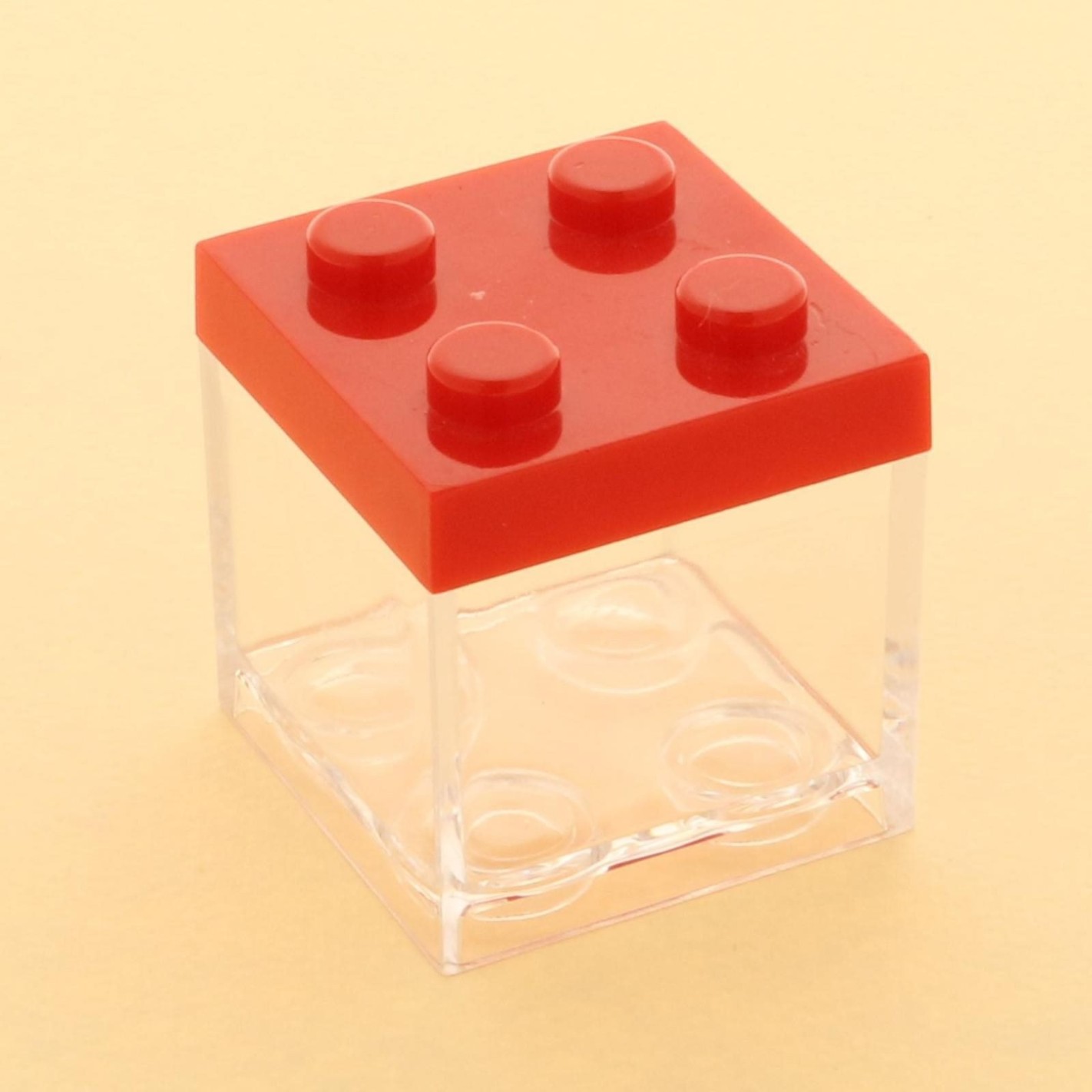 Bomboniera Scatola plexiglass porta confetti Mattoncino Costruzioni Rosso 5  x 5 cm 12 pz Art SC314