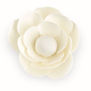 Fiore per decorazione bomboniera in tessuto Avorio con Adesivo D 4,5 cm Set 33 pz art 28585