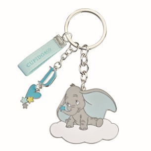 Bomboniera Portachiavi metello DUMBO DISNEY Celeste Smaltata Battesimo Nascita 5 x h 4,5 cm set 6 pz art 69545