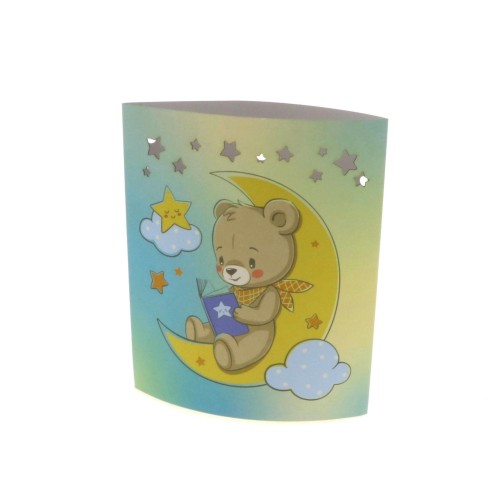 Decorazione Regalo Lampada PVC con Orsetto Baby Luna Celeste 13xh16 cm art 08732