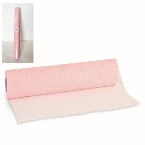 Bobina 50 cm per 25 mt rotolo tulle decorazioni bomboniere colore Rosa Chiaro art 28773