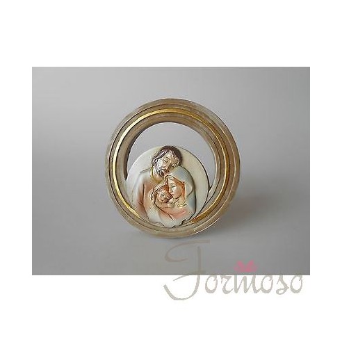 Icona Sacra famiglia tonda  in resina d 110 mm idea regalo art 04818