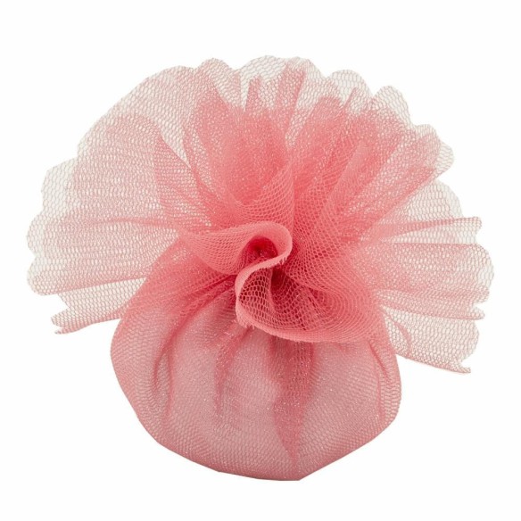 Bomboniera Sacchetto tondo porta confetti 2 Veli con Tirante in organza  Rosso Fragola D 25 cm