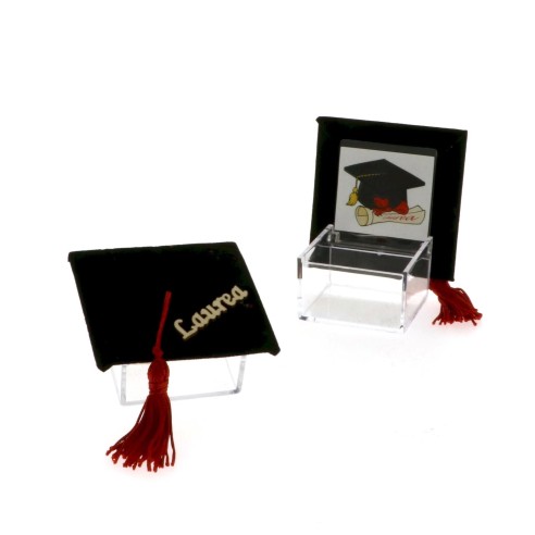 Tocco laurea nero in velluto e pvc