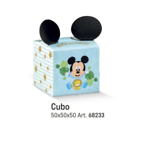 Scatola Cubo Celeste Topolino Mickey Mouse Disney Battesimo