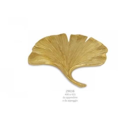 Decorazione Foglia Di GINGKO da appendere o appoggio in Poli resina Colore ORO Wedding  Matrimonio Anniversario 40 x 43,5 cm art