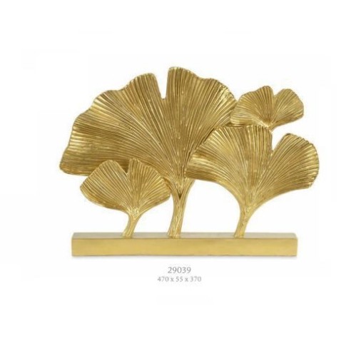 Decorazione Base 4 Foglie Di GINGKO da appoggio in Poli resina Colore ORO Wedding  Matrimonio Anniversario 47 x 55 x 37 cm art 2