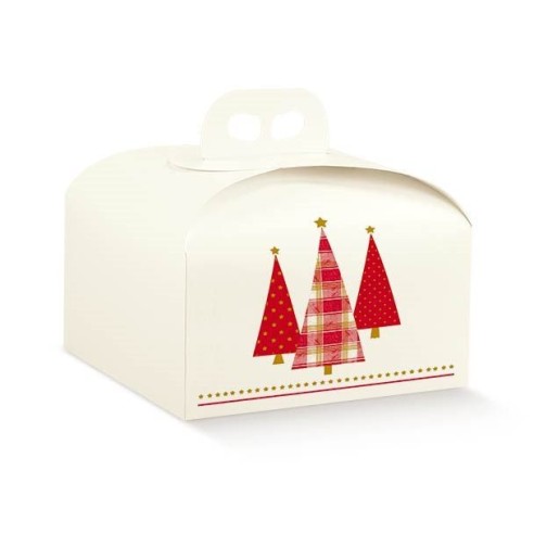 Scatola Natalizia porta Panettone artigianale per Pasticceria Colore Bianco mis. 24,5 x 24,5 x h 13 cm Confezione 50 pz Art 3786