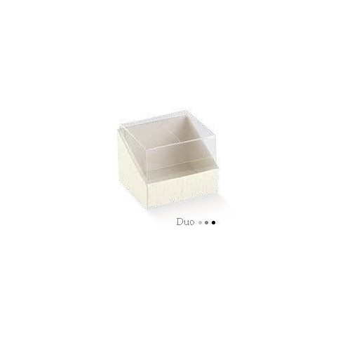 Scatola bomboniere DUO porta confetti ardesia avorio 6,5 x 6,5 x H 4,5 CM - n 20 pz art 56381