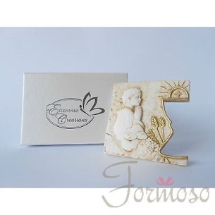 Icona comunione ragazzo con calice resina avorio bomboniera 10 x 10 cm art 04846