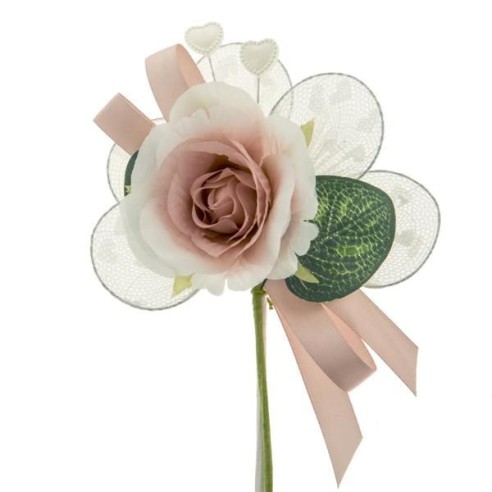 Fiore Rosa Bianco con Racchette portaconfetti in