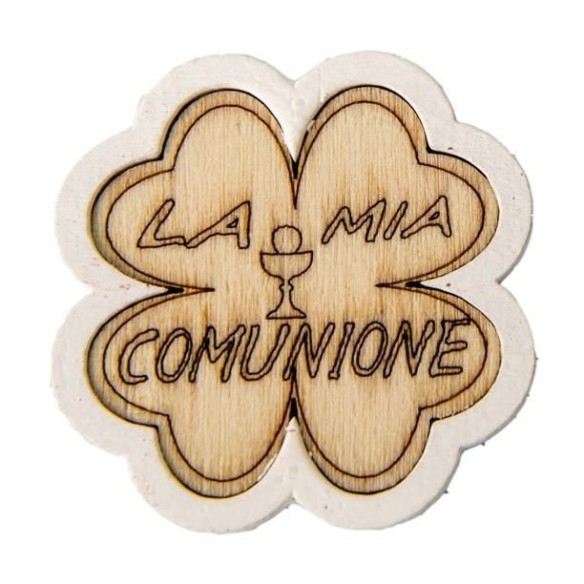 DECORAZIONE SCRITTA COMUNIONE IN LEGNO BIANCA 55,5 X 3 X 14,7 CM