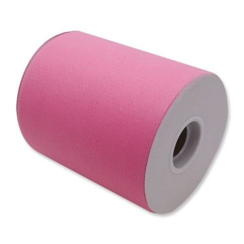 Bobina 12,5 cm 100 mt rotolo tulle decorazioni bomboniere colore ROSA art. 85083