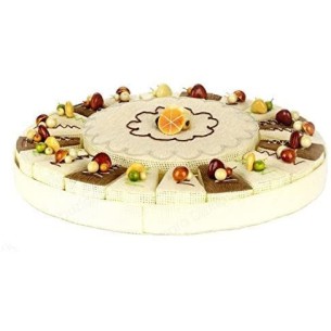 Decorazione Torta porta confetti in tessuto rigido con inserti frutta D 34 cm art SC274