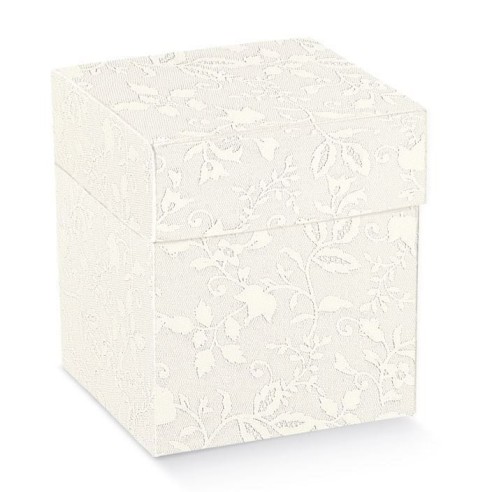 Scatola Bomboniera pieghevole e coperchio Harmony Bianco 9 x 9 x h 15 cm confezione 20 pz art 17728