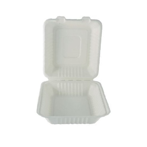 Vaschetta fondo box quadrato per Hamburger BIODEGRADABILE carta Bio compostabile bianco 20,6x20,6xh8,5 cm 1200 Ml conf 50 pz Art