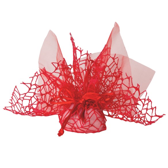 Bomboniera Sacchetto quadrato porta confetti Velo con rete con Tirante in  organza Rosso 25 x 25