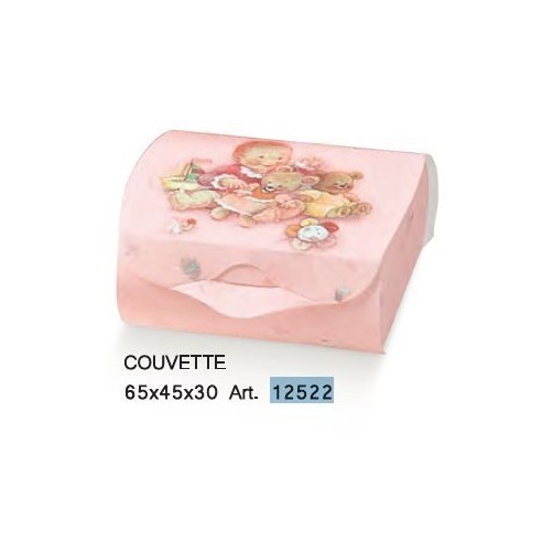 Bomboniera Scatola Confetti COUVETTE colore Rosa inserto bebè Battesimo Nascita Set 10 pz art 12522