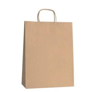 Busta in carta colore Avana con Manico Ritorto misura  36 x 12 x h 41 cm cartone 250 pz art 53SEALBROWN3641