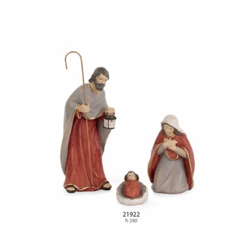 Presepe Natività 3 soggetti in poli resina decorazione Natale h 24 cm Confezione 2 set art 21922