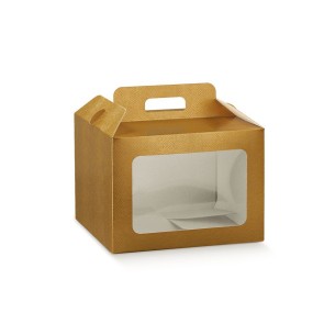 Scatola Natalizia porta Panettone artigianale per Pasticceria Colore SKIN ORO mis.  24,5 x 24,5 x h 18 cm Confezione 30 pz Art 3