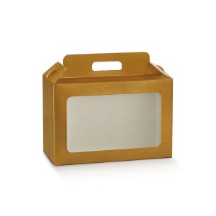 Scatola Natalizia porta Panettone artigianale per Pasticceria Colore SKIN ORO mis. 29 x 14,5 x h 19 cm Confezione 30 pz Art 3846