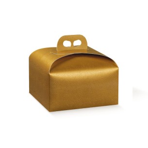 Scatola Natalizia porta Panettone artigianale per Pasticceria Colore SKIN ORO mis.  24,5 x 24,5 x h 13 cm Confezione 50 pz Art 3