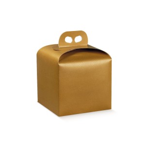 Scatola Natalizia porta Panettone artigianale per Pasticceria Colore SKIN ORO mis.  16 x 16 x h 14 cm Confezione 50 pz Art 38418