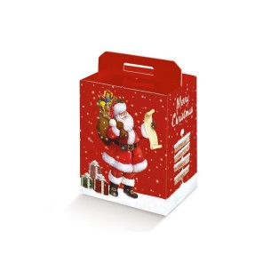 Scatola Natalizia porta Panettone artigianale e Bottiglia Pasticceria Colore ROSSO BABBO NATALE mis. 43 x 24 x h 34,5 cm Confezi