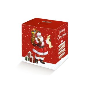 Scatola Natalizia porta Panettone artigianale e Bottiglia Pasticceria Colore ROSSO BABBO NATALE mis. 30,5 x 22,5 x h 35 cm Confe