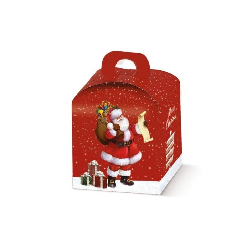 Scatola Natalizia porta MINI Panettone artigianale pasticceria Colore ROSSO BABBO NATALE mis. 10 x 10 x h 10 cm Confezione 200 p