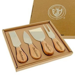 Bomboniera Set accessori per Formaggio in Legno e metallo 13 cm con scatola art 08A085