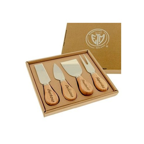 Bomboniera Set accessori per Formaggio in Legno e metallo 13 cm con scatola art 08A085