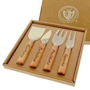 Bomboniera Set accessori per Formaggio in Legno e metallo 15,5 cm con scatola art 08A086